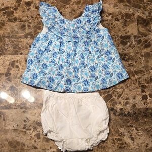 Janie and Jack Blue Floral Diaper Cover Set